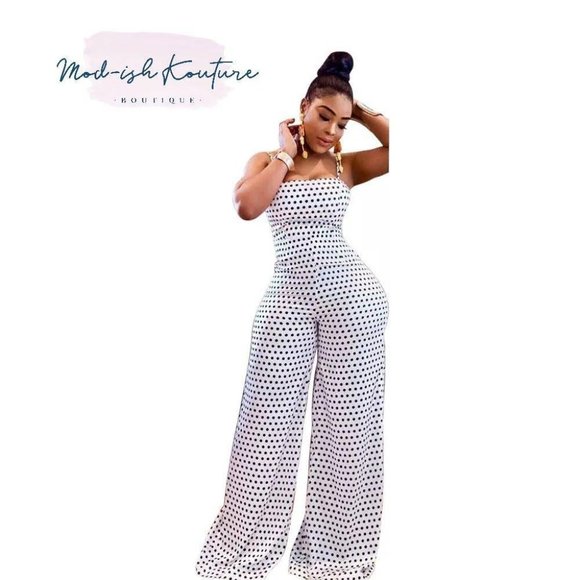The Polka Dot Jumpsuit-White - Picture 1 of 3
